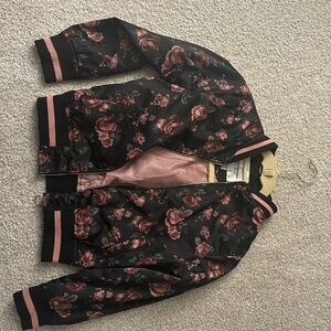 Black floral jacket, girls size 8